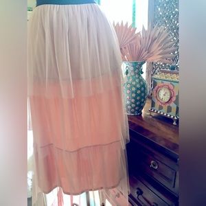 Pink FREE PRESS clothing 3- tiered lace skirt elastic waist XL Romantic fun punk